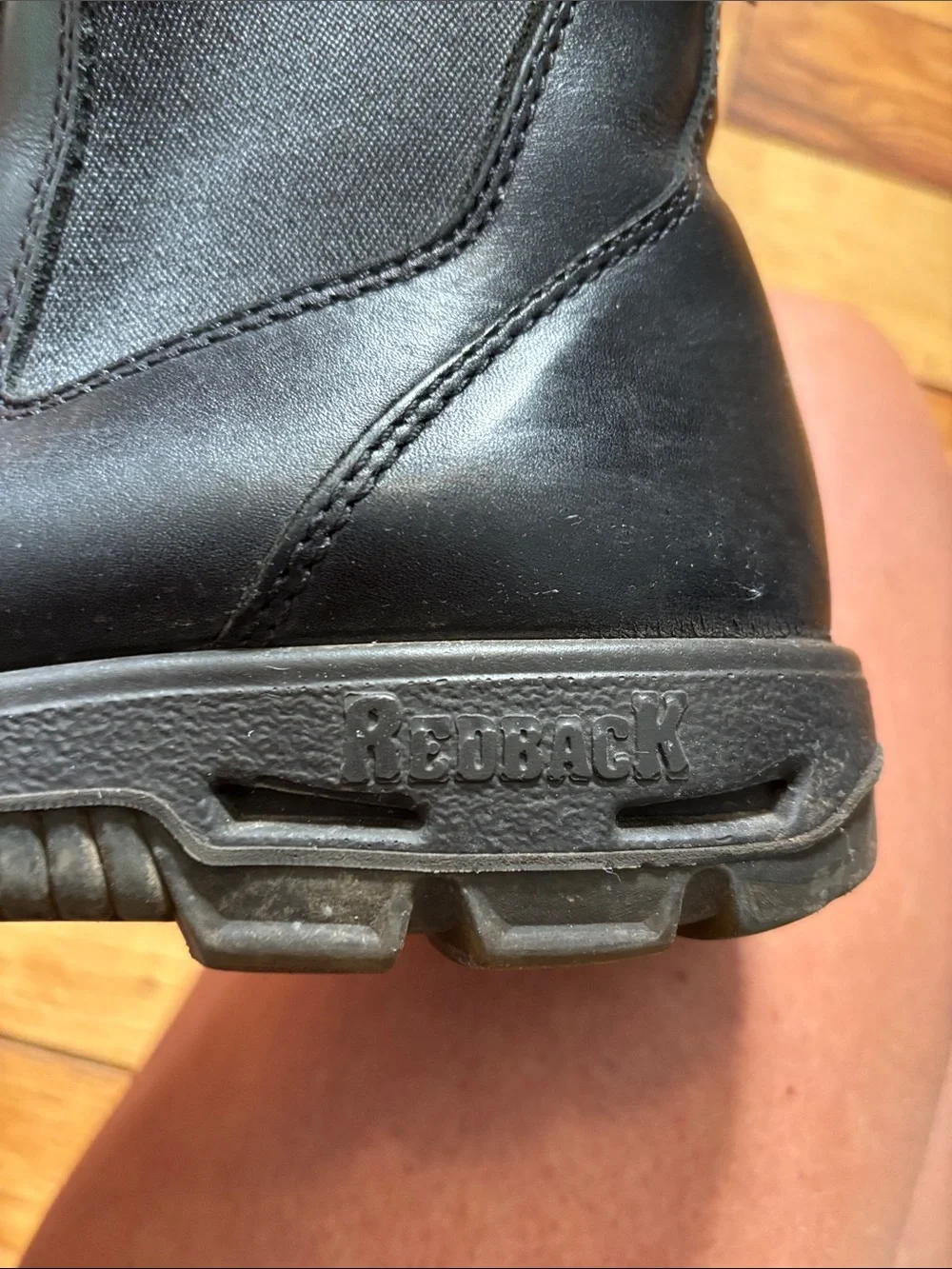 Black Slip-On Redback Boots with Red Pull Tabs